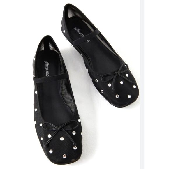 Free People Jeffrey Campbell Shine For You Ballet Flats Mesh Stone Black 8.5 NEW - Picture 1 of 3